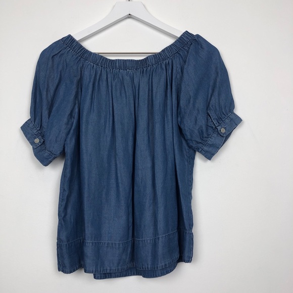Kate Spade Broome Street Off-The-Shoulder Chambray Top - Picture 3 of 8